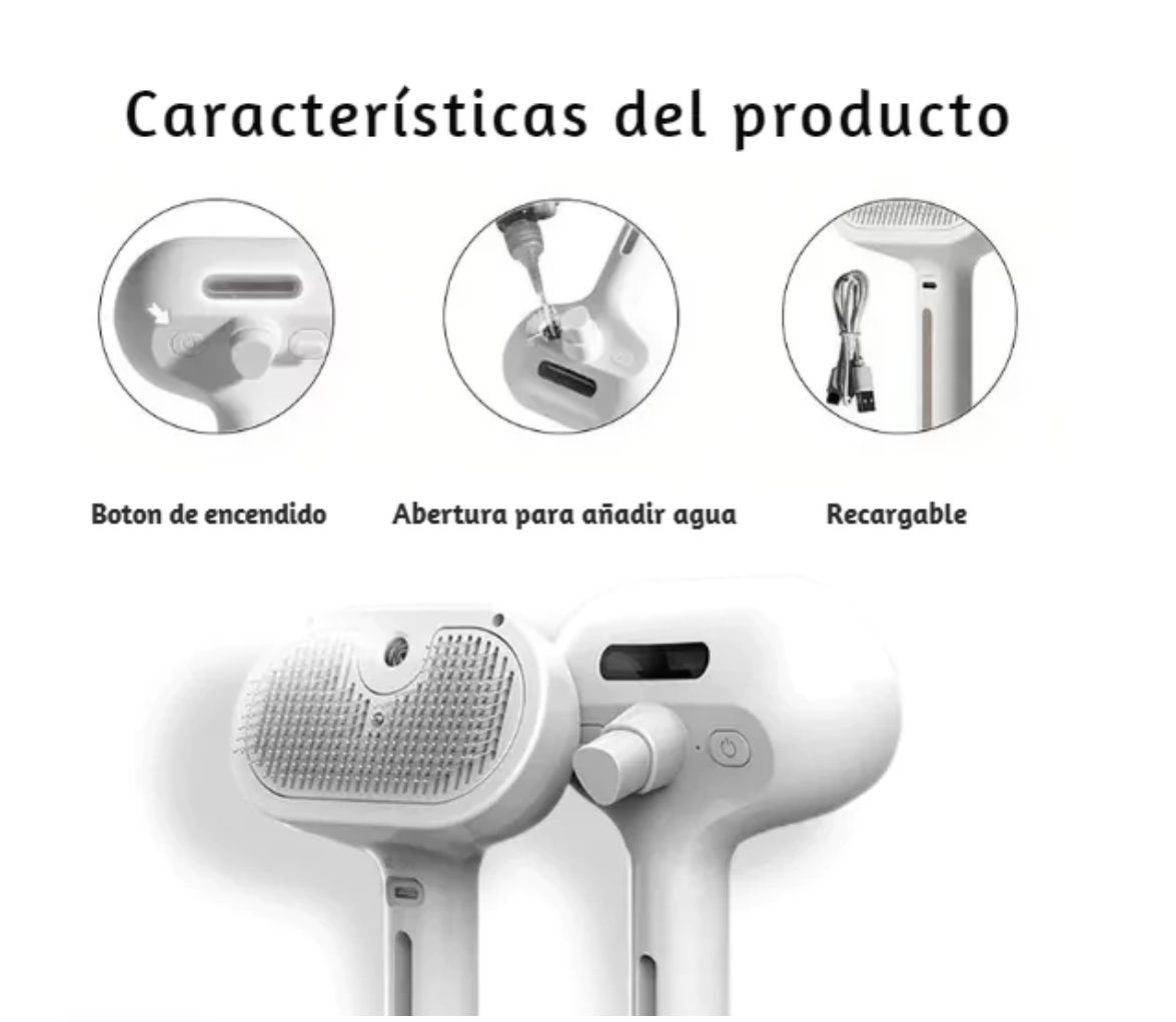 CEPILLO VAPOR DE MASAJE PARA MASCOTA 3 EN 1