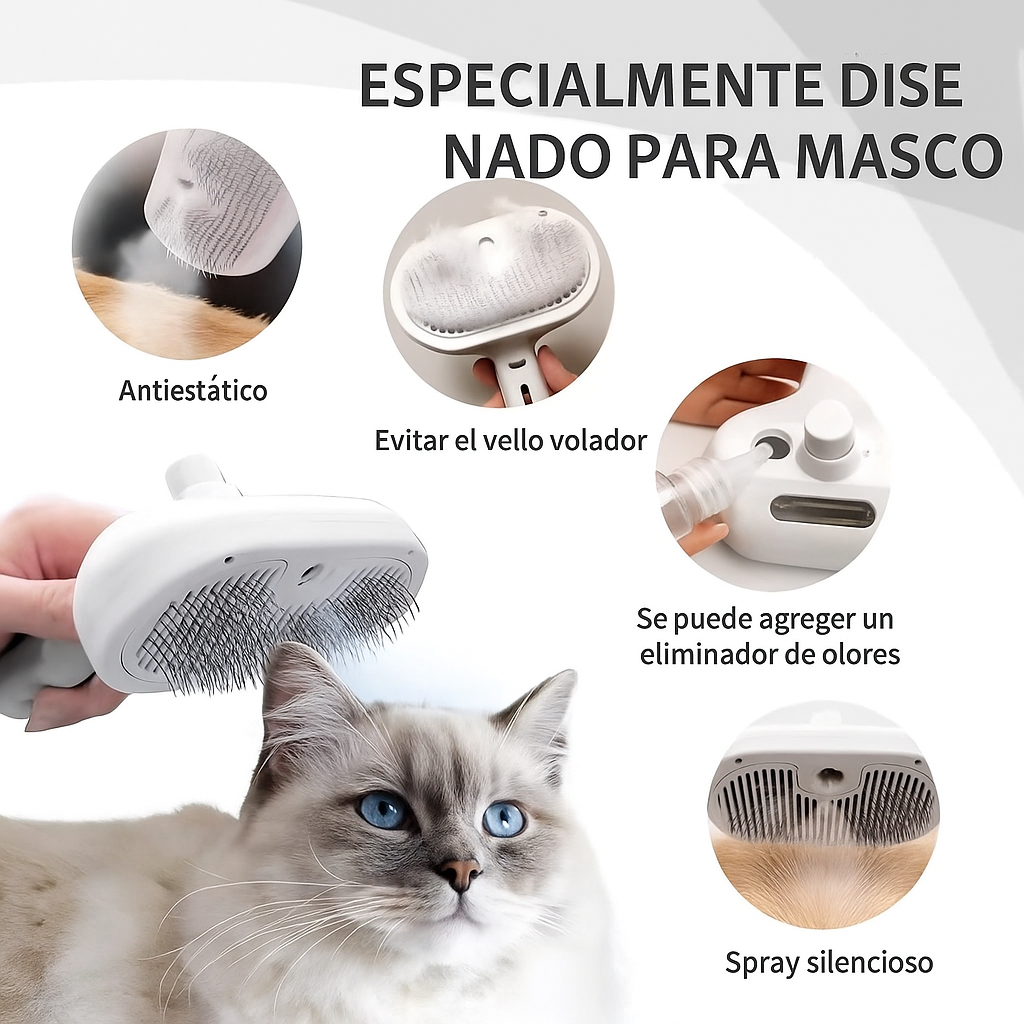CEPILLO VAPOR DE MASAJE PARA MASCOTA 3 EN 1