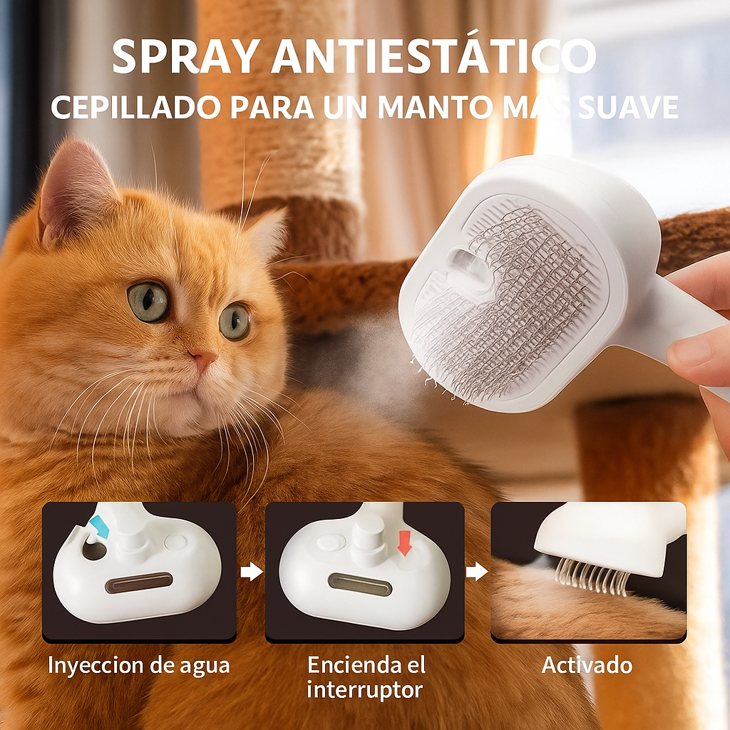 CEPILLO VAPOR DE MASAJE PARA MASCOTA 3 EN 1